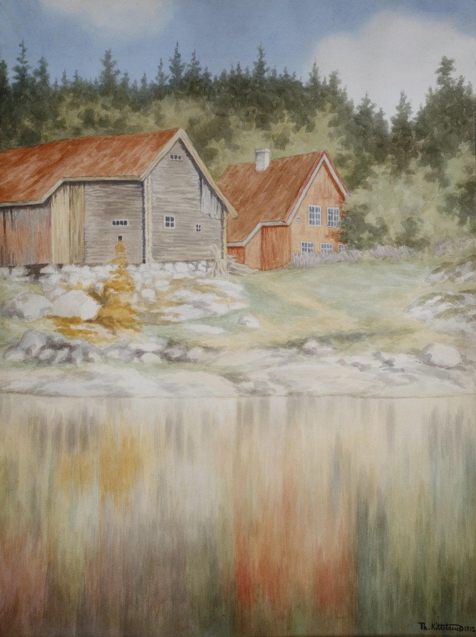 Fra Gopledal i Farris (akvarel på papir) af Theodor Kittelsen