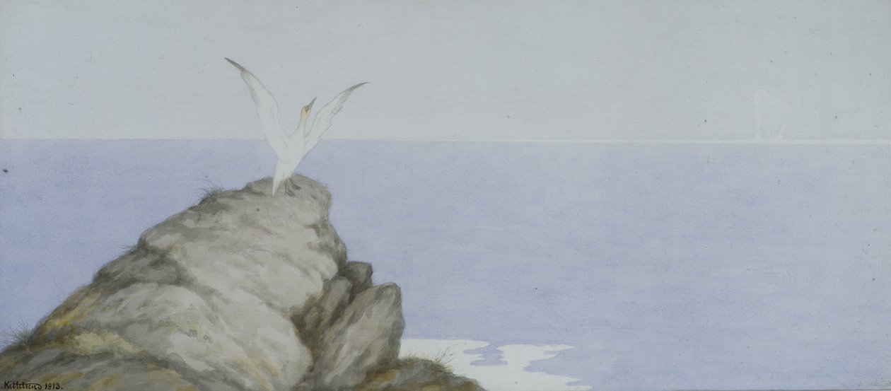 Havfugl (akvarel på papir) af Theodor Kittelsen
