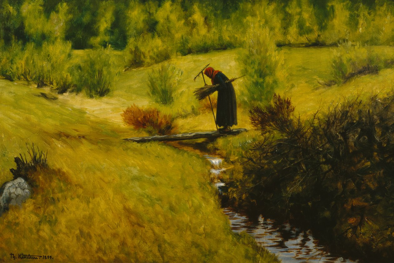 Den gamle kone (kone) ved åen af Theodor Kittelsen