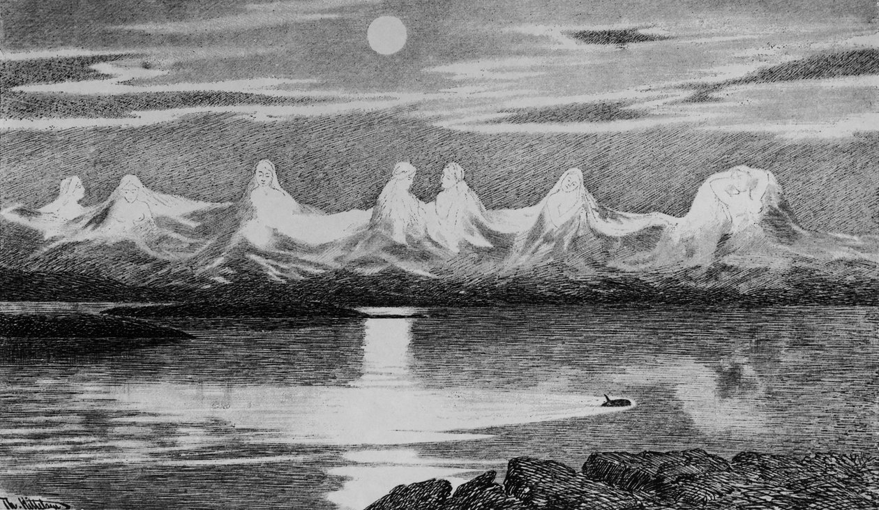 De syv søstre, ca. 1888 (litho) af Theodor Kittelsen