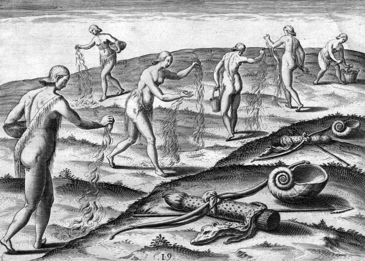 Ceremoni for kvinder fra Potano-stammen af Theodor de Bry