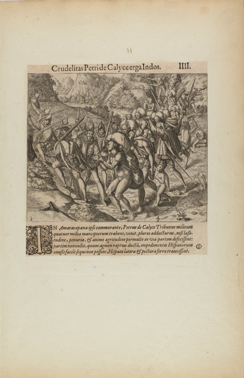 Crudelitas Petride Calyce Erga Indos. III. (fra bogen Americae, del fire) af Theodor de Bry