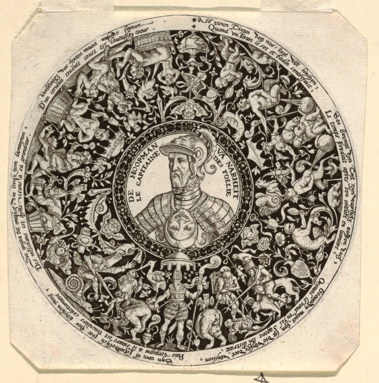 Design til en indgraveret Tazza med et portræt af hertugen af Alba som kommandør af dårskab af Theodor de Bry