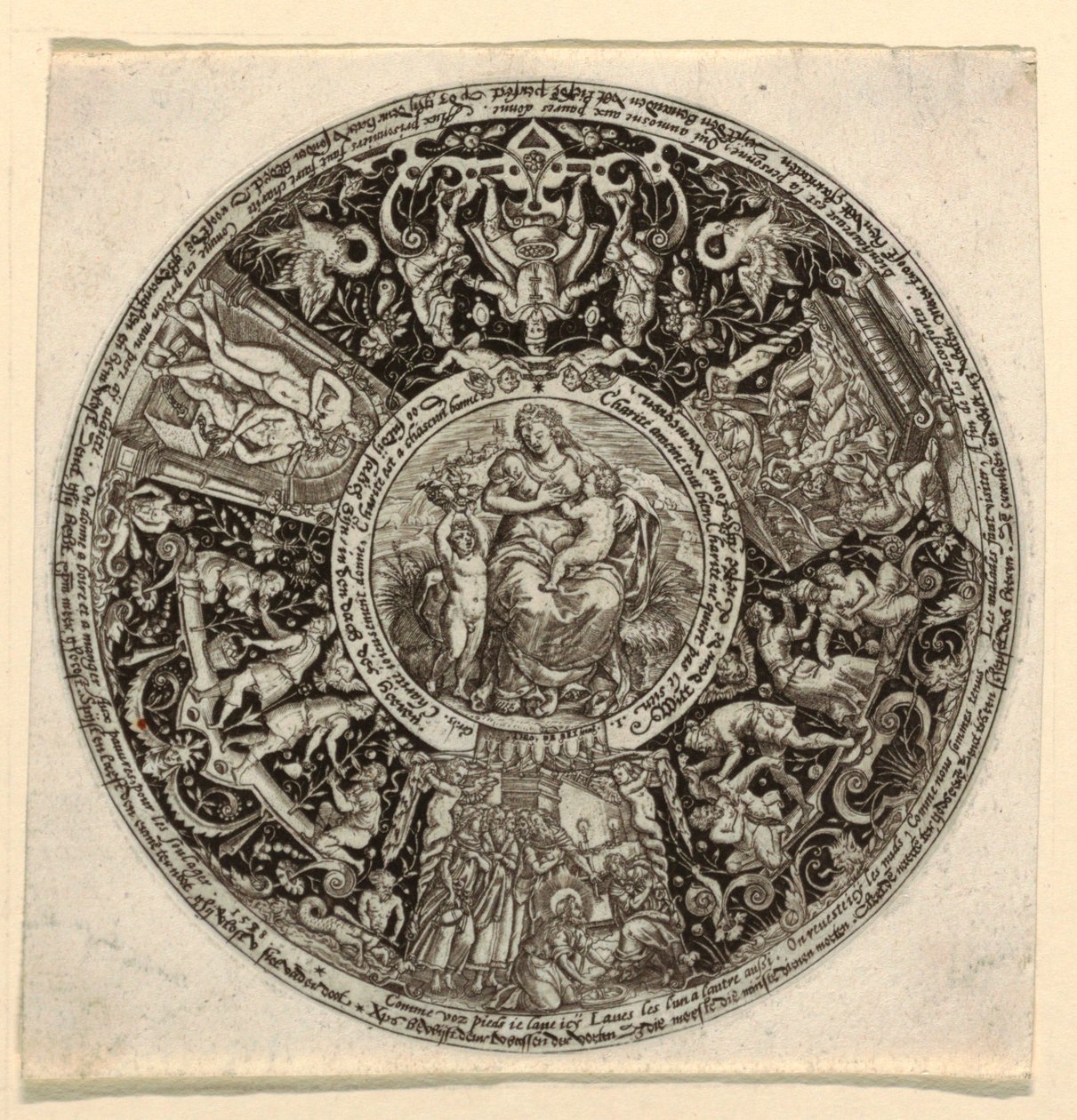 Design til en indgraveret Tazza med en allegori om næstekærlighed af Theodor de Bry