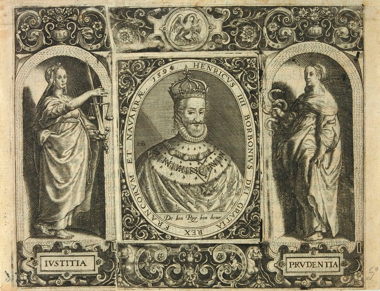 Henricus IIII Borbonius Dei Gratia Rex Francorum et Navarrae 1595 / Bry, Jean Théodore de af Theodor de Bry
