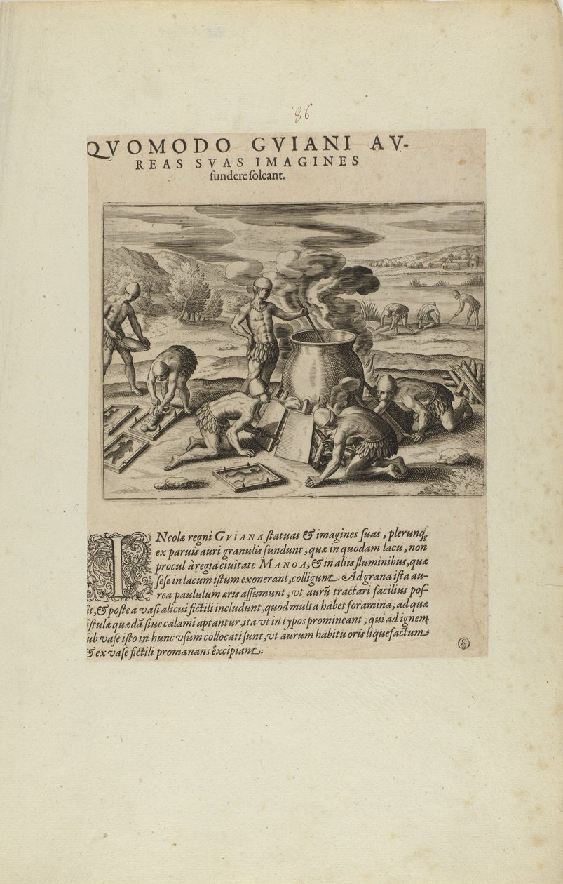 Quomodo Guiani Au-/reas Suas Imagines/Fundere Soleant. (fra bogen Americae, del syv og otte) af Theodor de Bry