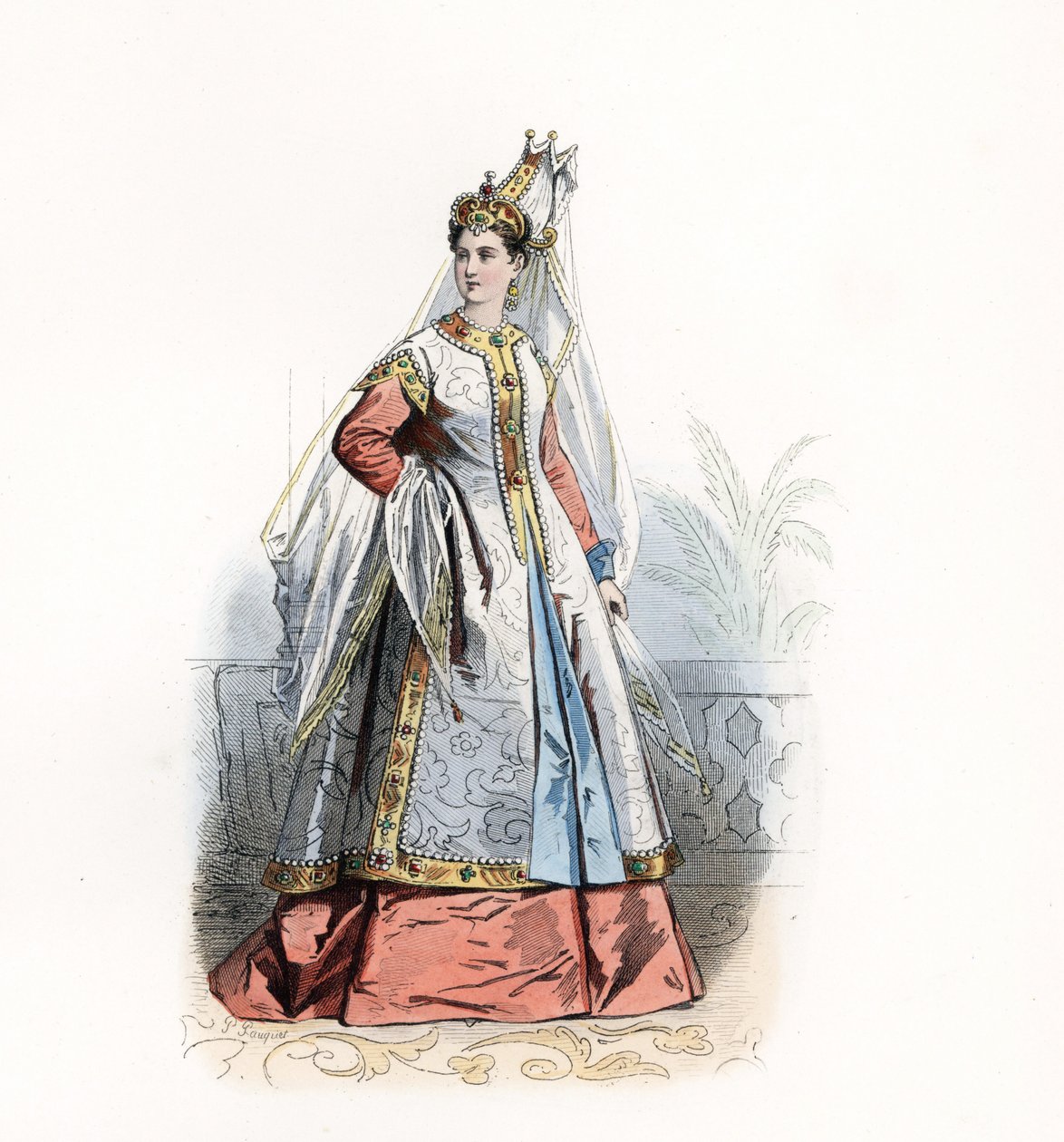 Roxelane eller Russelazie, eller Hurrem (nee Anastasia Lisovska, ca. 1500-1558), slave og hustru til Soliman I den Storslåede (1494-1566) - Roxelana, kone til Sultan Suleiman den Storslåede, efter Theodore de Bry af Theodor de Bry