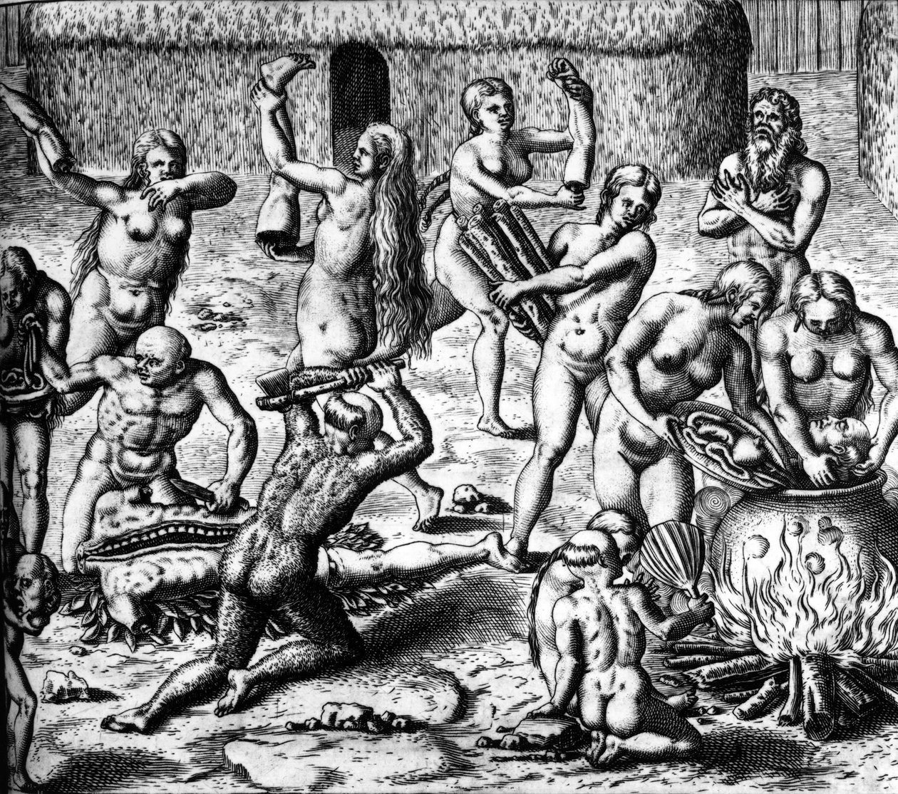 Scene af kannibalisme af Theodor de Bry