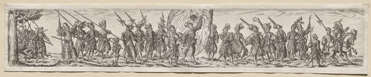 Soldater i marts af Theodor de Bry