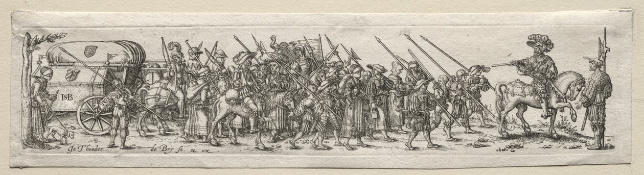 Soldater i marts af Theodor de Bry