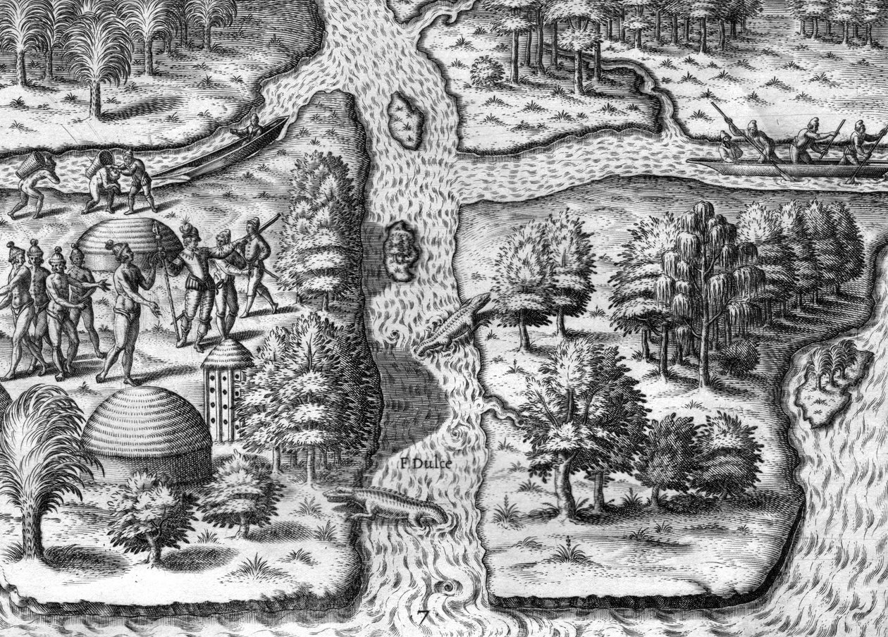 Den franske ekspedition med base i Charlesfort, Parris Island af Theodor de Bry