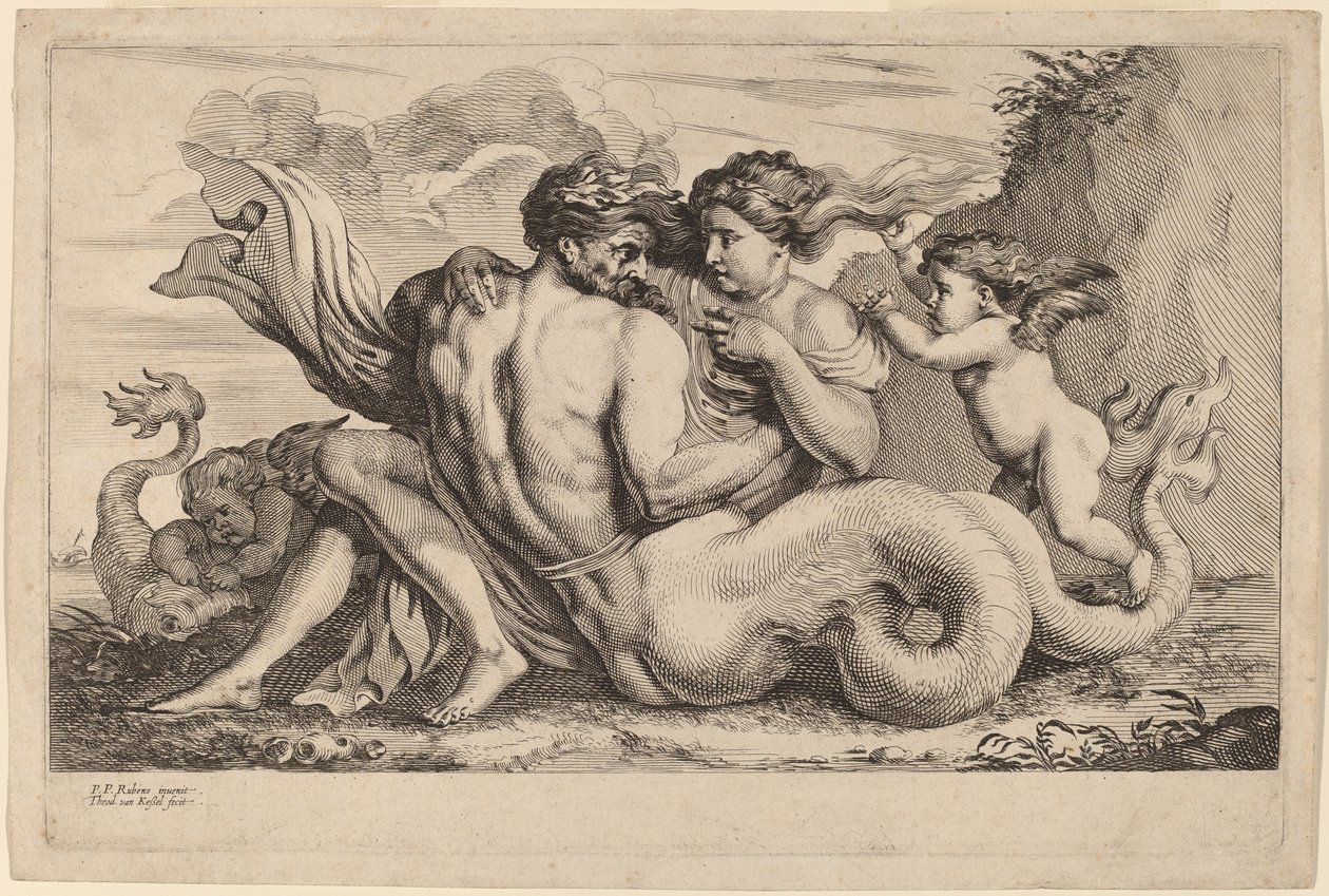 Siren og Triton af Theodor van Kessel after Sir Peter Paul Rubens