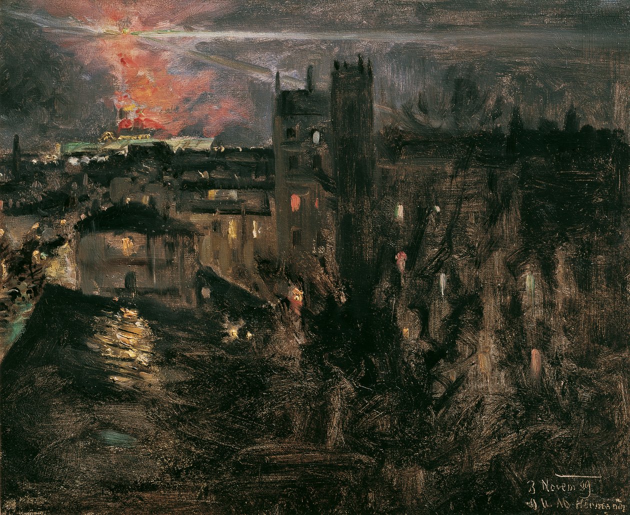 Paris om natten med Eiffeltårnet af Theodor von Hormann