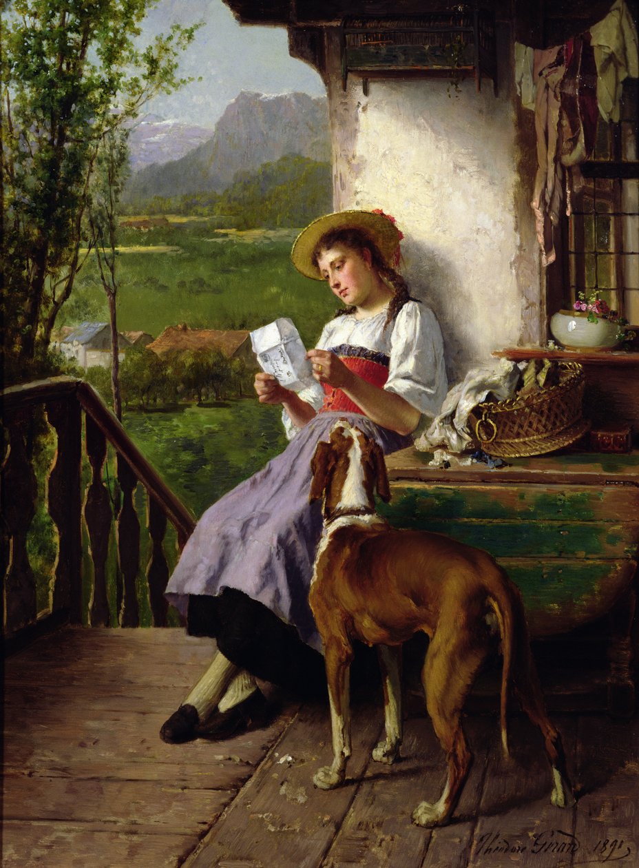 Pige læser et brev, 1891 af Theodore Gerard