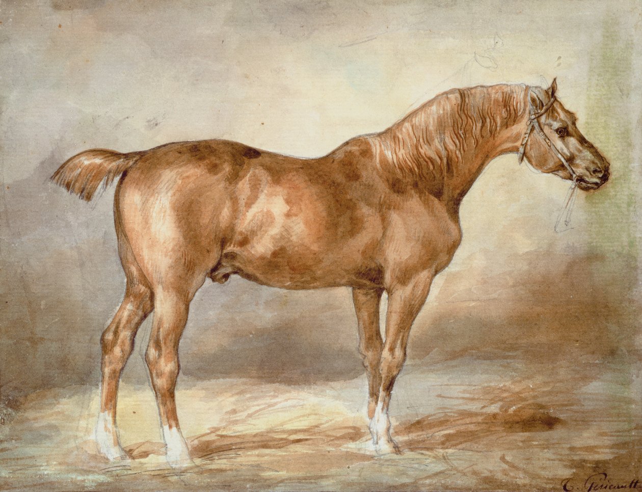 En kuperet kastanjehest af Theodore Gericault