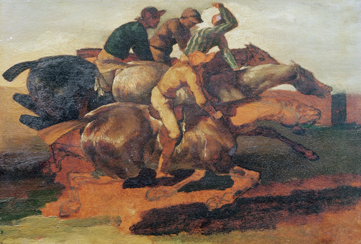 Fire jockeyer galopperende af Theodore Gericault
