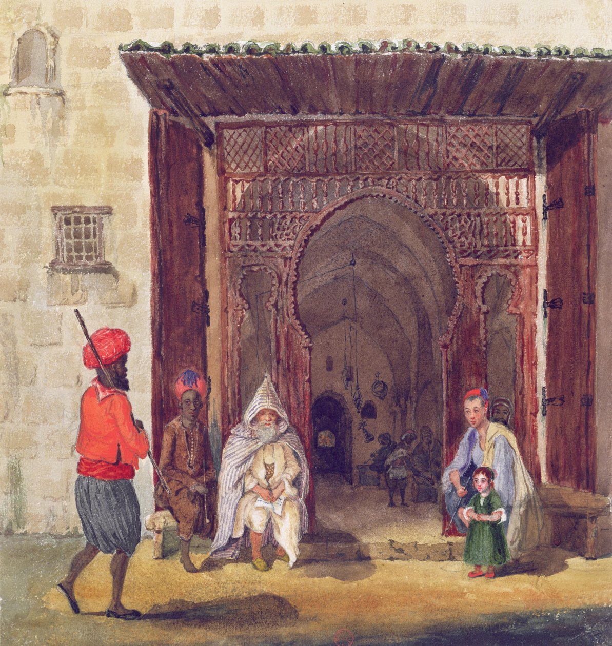 Indgang til en moské i Algier, ca.1830 af Theodore Leblanc