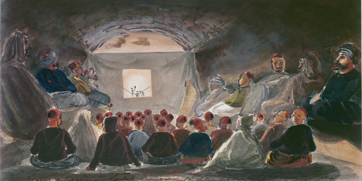 Show med skyggedukker i Algeriet. ca. 1835 af Theodore Leblanc