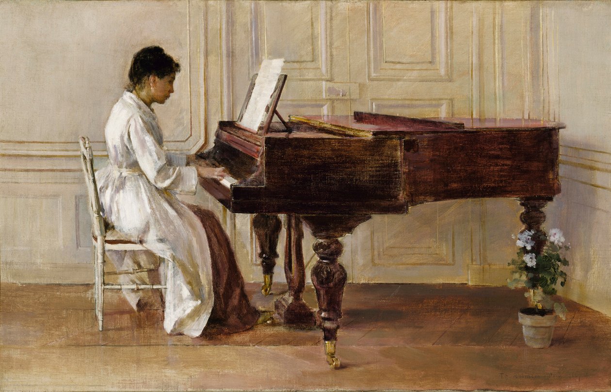Ved klaveret, 1887 af Theodore Robinson