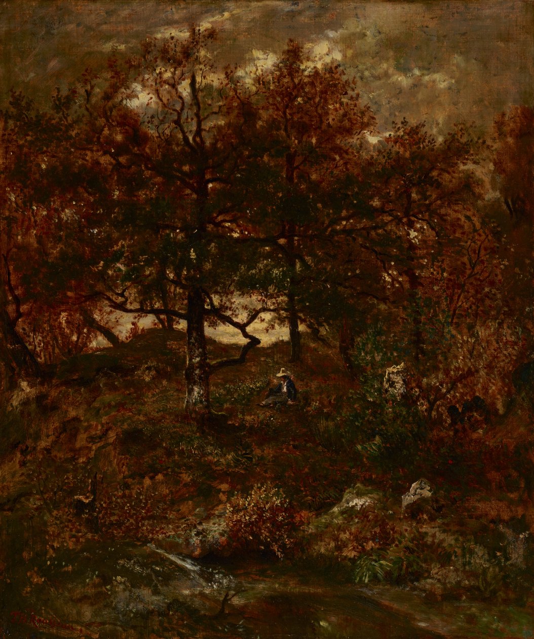 Efterår i St. Jean de Paris, Forest of Fontainebleau af Pierre Etienne Theodore Rousseau
