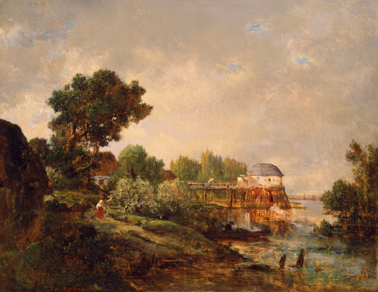 Den gamle mølle i Saint-Ouen, Paris, Frankrig af Pierre Etienne Theodore Rousseau
