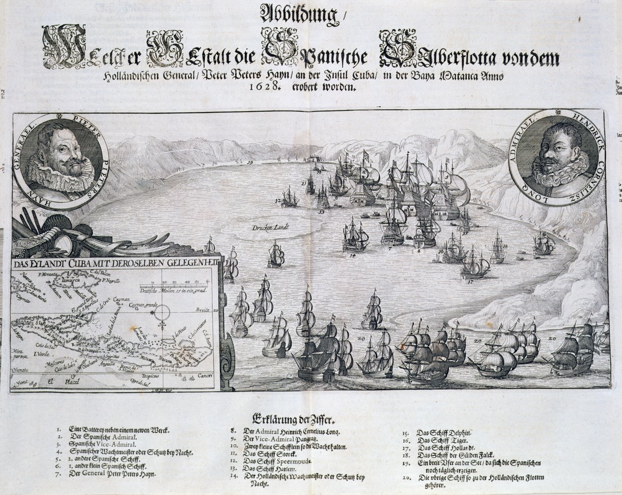 Hollændernes erobring af den spanske flåde under admiral Piet Heyn (1578-1629) ud for Matanzas, Cuba, 1628, fra 