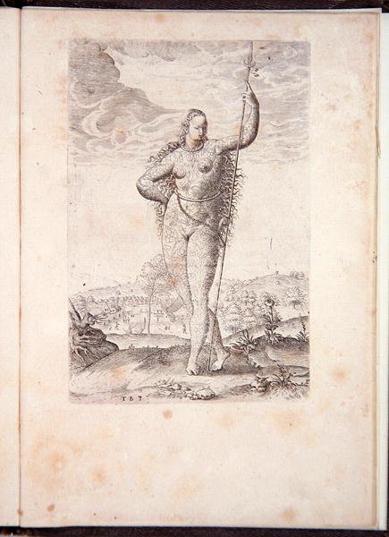 Picternes datter, fra En kort og sand beretning om det nyfundne land Virginia, Grand Voyages, trykt af Johann Wechel i 1600 af Theodore de Bry