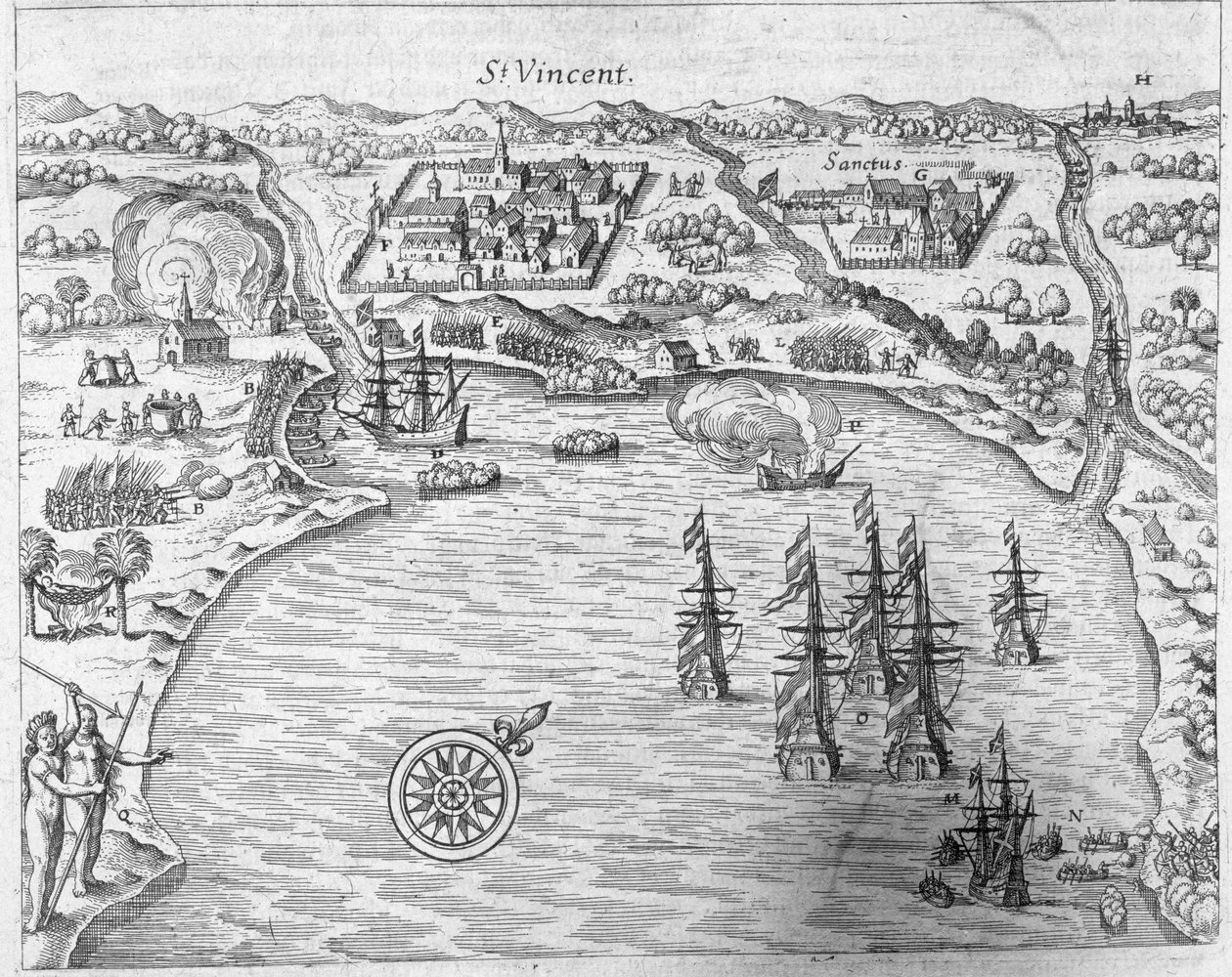 Joris van Spilbergens flåde (ca. 1568-1620) når Brasilien ved Sao Vicente, fra 