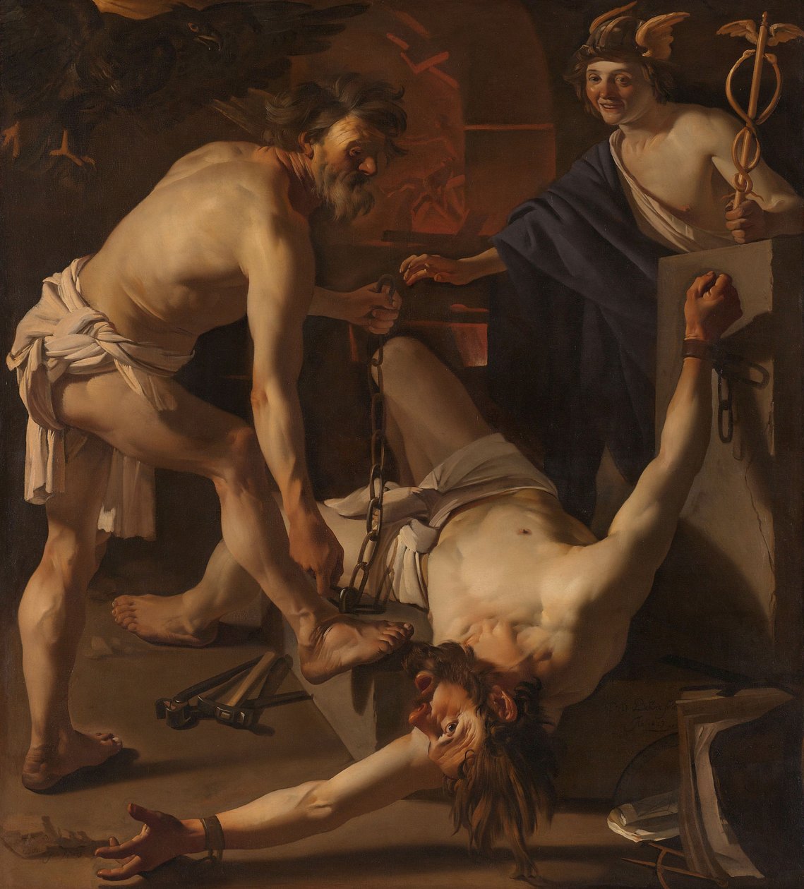 Prometheus bliver lænket af Vulcan, 1623 af Theodore van Baburen