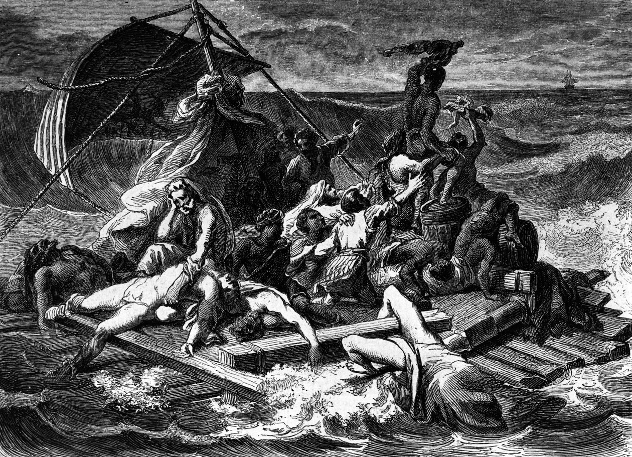 Medusas flåde efter maleriet af Gericault (gravering) af Theodore (after) Gericault