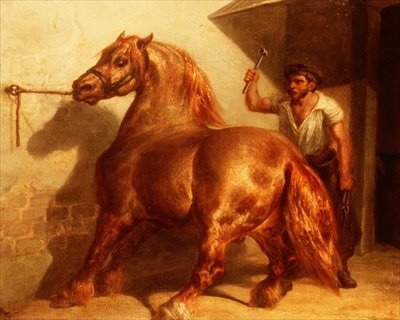 Vognhest hos smeden af Theodore (attr. to) Gericault