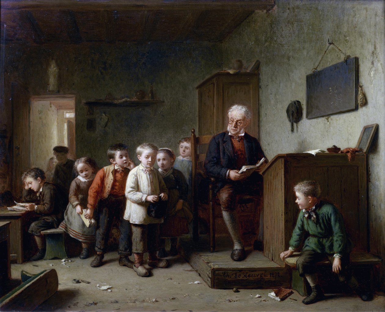 La salle de classe - Klasseværelset - Heuvel, Theodore Bernard de (1817-1906) - 1872 - Olie på træ - 37x44,5 - Privat samling af Theodore Bernard de Heuvel