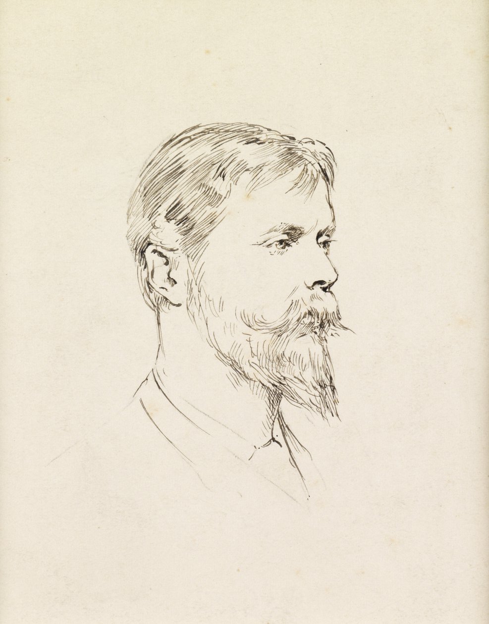 Portræt af Sir Ernest Waterlow, en profil (pen og blæk på papir) af Theodore Blake Wirgman