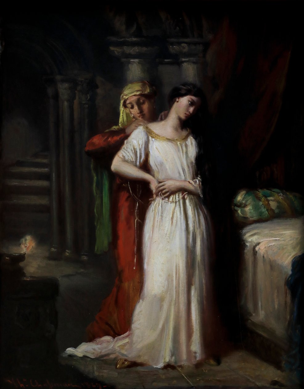 Desdemona vetäytyy sänkyynsä af Théodore Chassériau