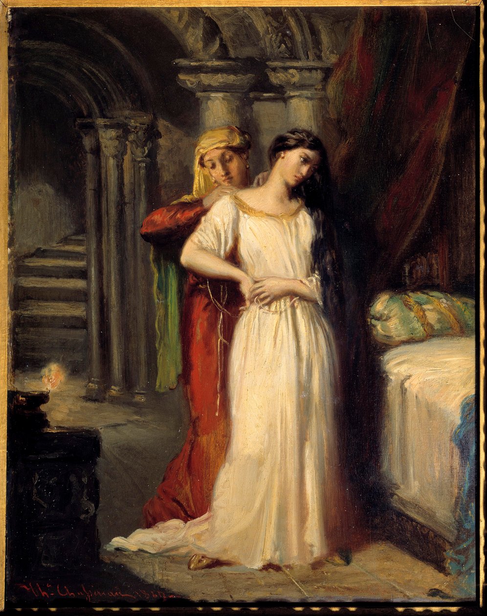 Desdemones sengetid Illustration til akt IV af stykket "" Othello"" af William Shakespeare (1564-1616). 1849 Søn. 0,42x0,32 m af Théodore Chassériau