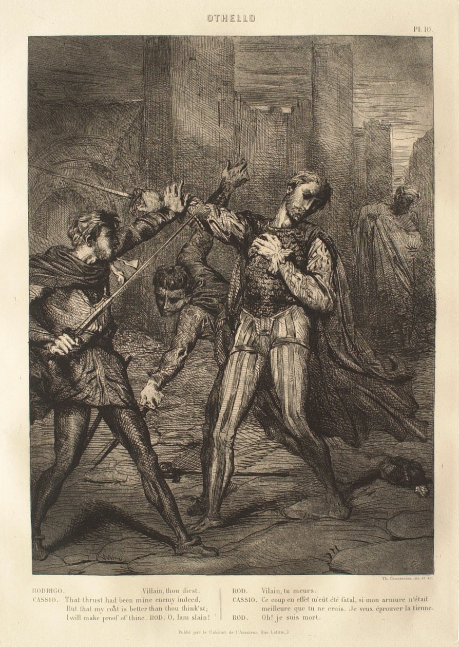 Othello-suite: nr. 10 (5. akt, scene 1: Gadekampen: Rodrigo og Cassio) af Théodore Chassériau