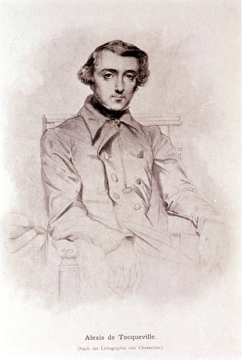 Portræt af Alexis de Tocqueville. Litografi af Chasseriau. 19. århundrede. af Théodore Chassériau