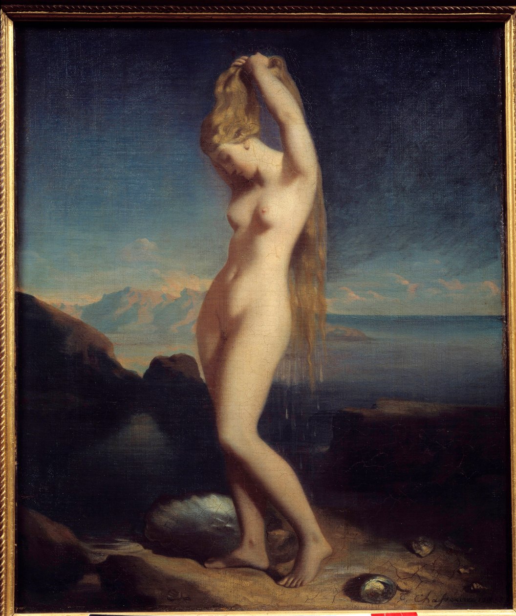Venus anadyomene eller Venus Marine Maleri af Theodore Chasseriau (1819-1856) 1838 Søn. 0,65 x 0,55 m af Théodore Chassériau