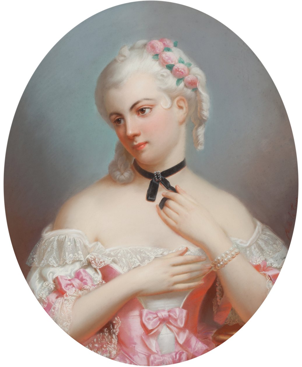 Louise Elisabeth af Frankrig (1727-1759), af Fantin-Latour, Theodore (1805-1872). Pastel på papir, Første halvdel af 1800-tallet. Privat Samling af Theodore Fantin Latour