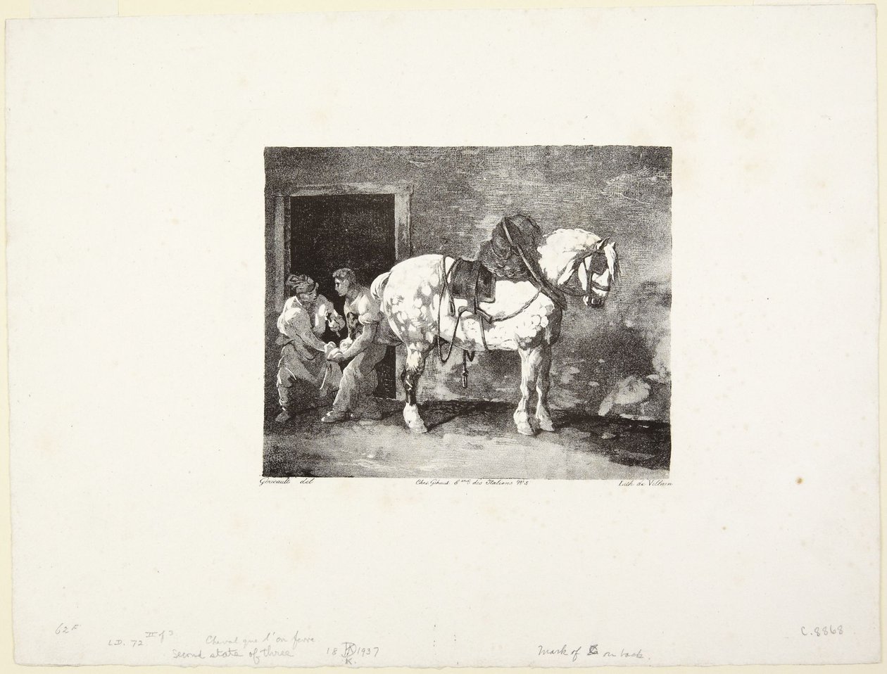 A  Horse being Shod (En hest, der bliver beskoet) af Theodore Gericault