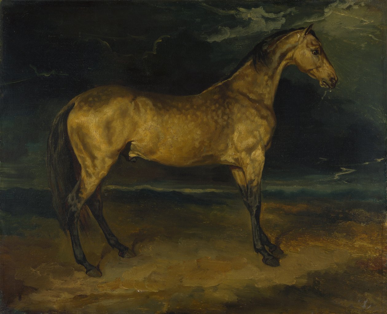 En hest skræmt af lynet, ca 1814 af Theodore Gericault