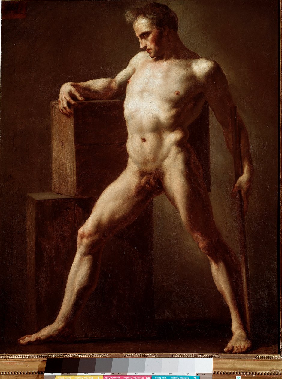 Academie Akademisk undersøgelse af nøgen krop. Maleri af Jean Louis Theodore Gericault (1791-1824) 1808-1812 søn. 79x62 cm Rouen, musee des Beaux Arts af Theodore Gericault