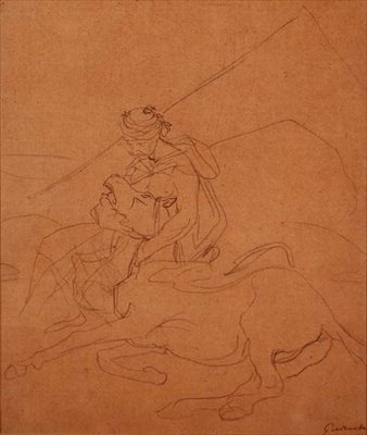 Araber holder hovedet på sin døende hest af Theodore Gericault