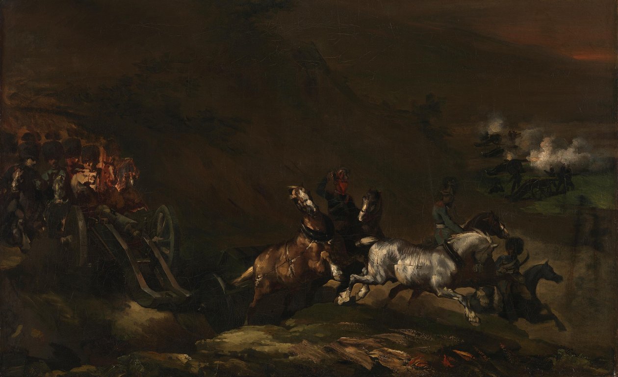 Fremrykkende artilleri af Theodore Gericault