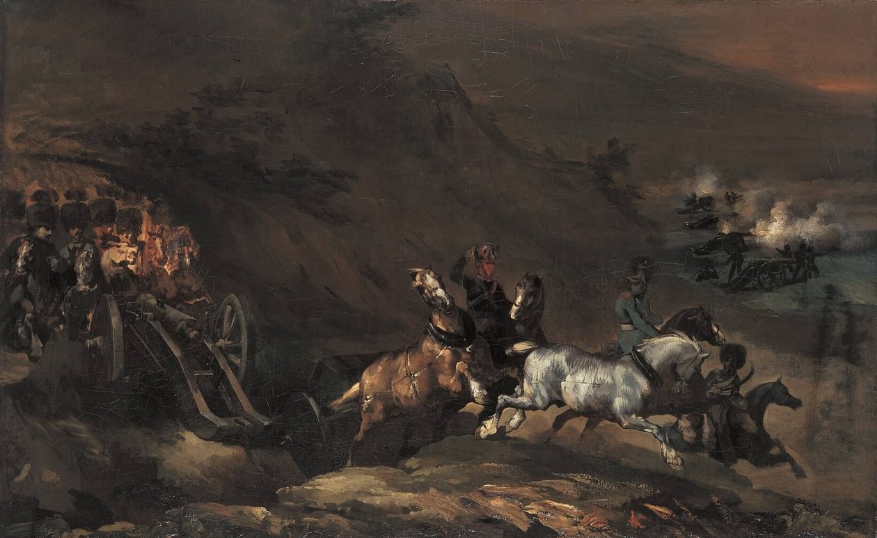 Fremrykkende artilleri af Theodore Gericault