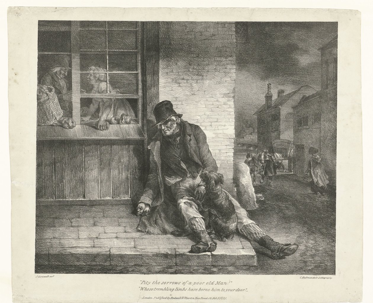Tigger Medlidenhed over en fattig gammel mands sorger! (titel på objekt) Forskellige emner trukket til livet (serietitel) Forskellige emner hentet fra livet (serietitel) af Theodore Gericault