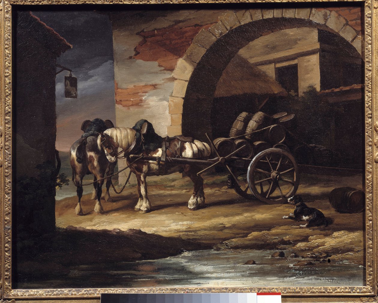 Vogn fyldt med vintønder eller Haquet-maleriet af Theodore Gericault (1791-1824) 1819 Dim. 0,6x0,73 m Forsyn. Museum for kunst af Theodore Gericault
