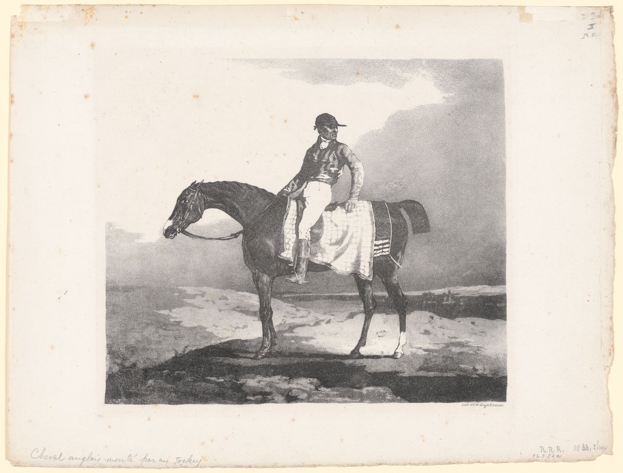 Engelsk hest redet af en jockey (English Horse Mounted by a Jockey) af Theodore Gericault