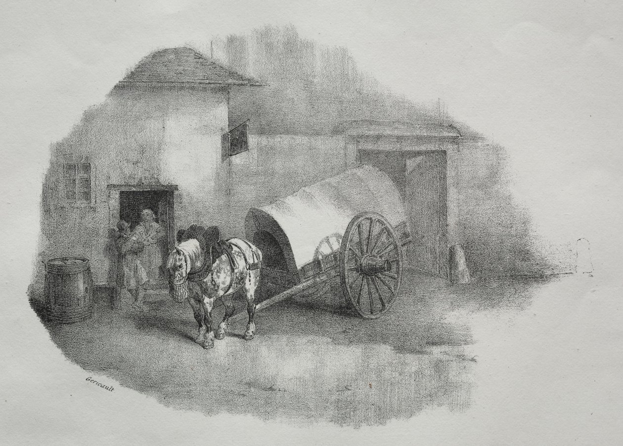Vognhest trukket ud af silt. af Theodore Gericault