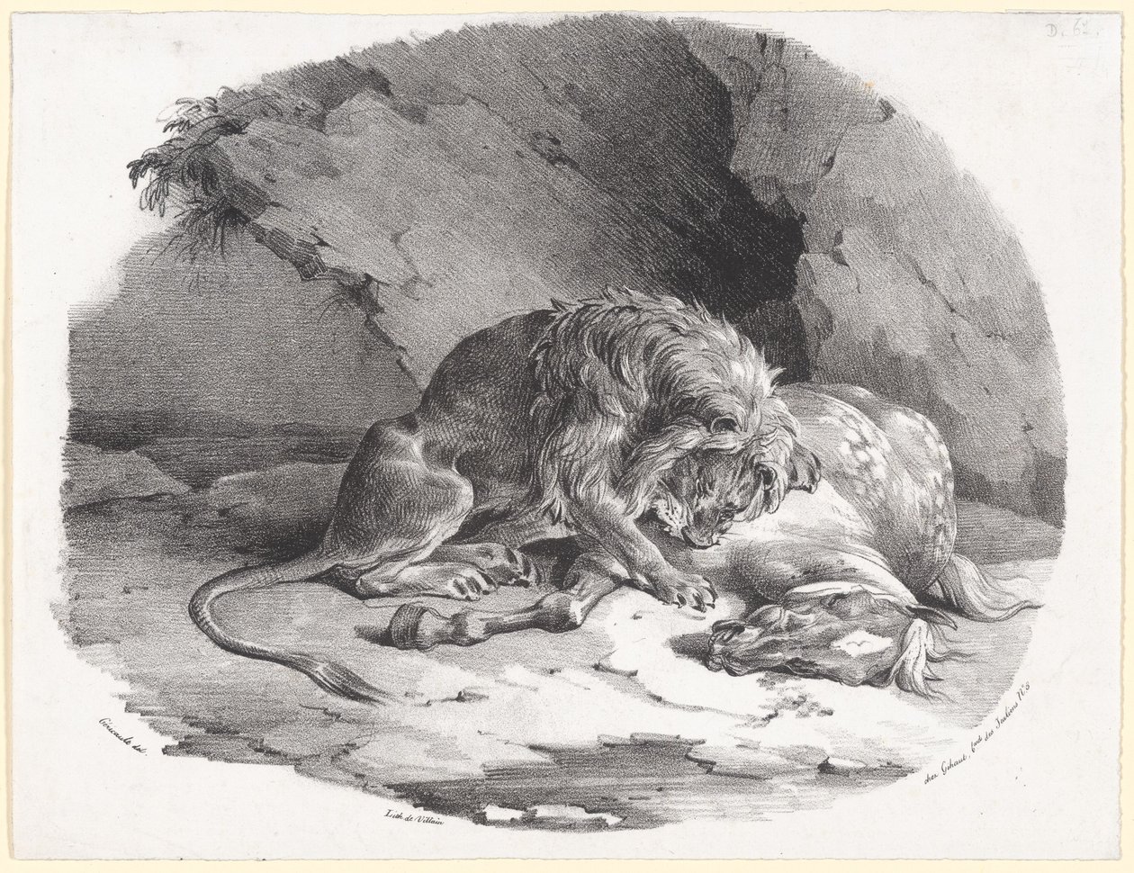 Hest, der bliver ædt af en løve (A Horse Being Devoured by a Lion) af Theodore Gericault